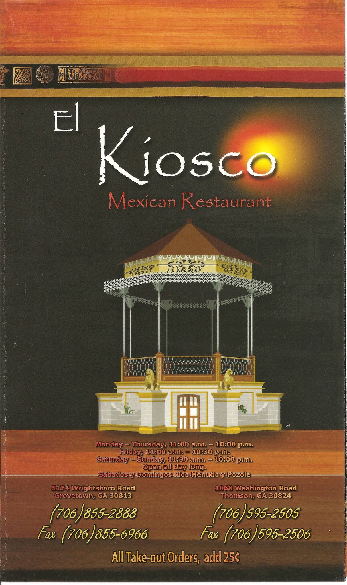 El Kiosco Mexican Restaurant Menu Urbanspoon/Zomato