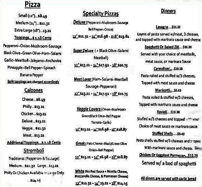 Menu at Antonio's New York Style Pizza pizzeria, St. Augustine, 934 ...