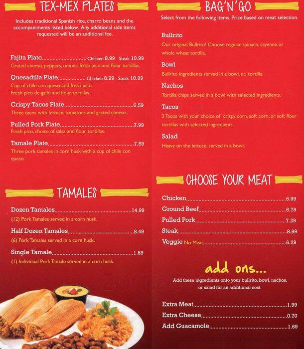 Bullritos Menu, Menu for Bullritos, Arboretum, Austin Urbanspoon/Zomato