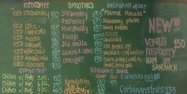 Menu at Don Rico's Coffee cafe, Lapu-Lapu City