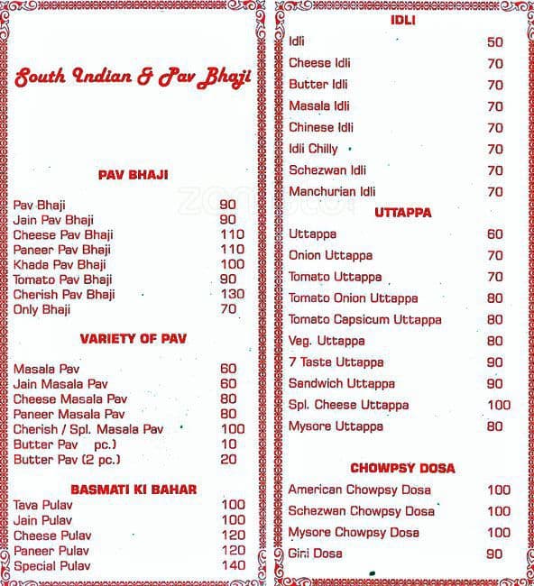 Cherish Menu, Menu for Cherish, Kandivali West, Mumbai - Zomato