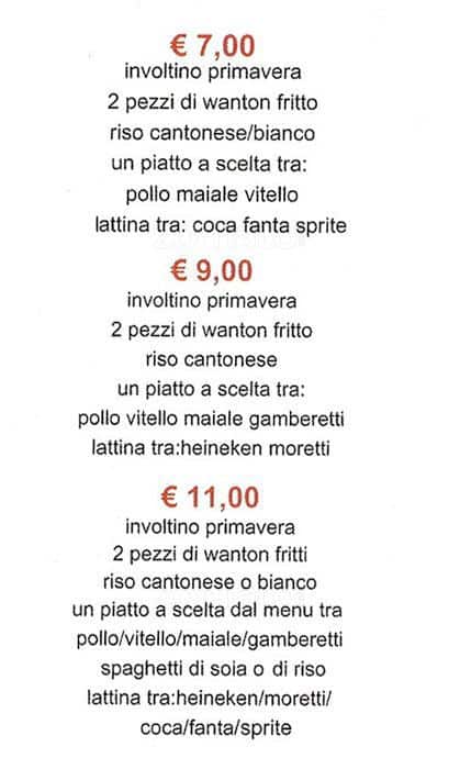 Menu di Gastronomia Cinese 