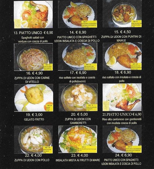 Menu di Gastronomia Cinese 