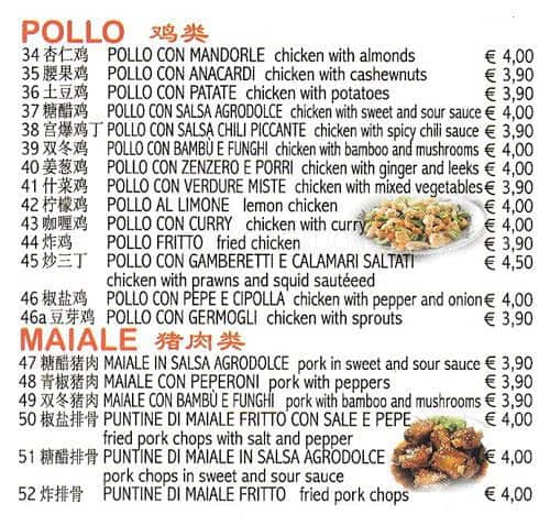 Menu di Gastronomia Cinese 