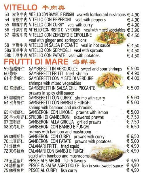 Menu di Gastronomia Cinese 