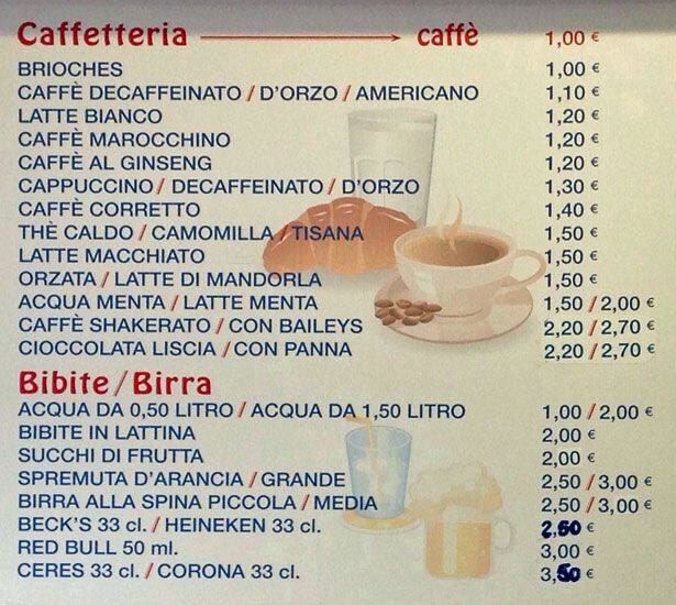 Menu da Bar Il Piccolo Sogno, Milano