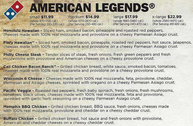 Domino's menu