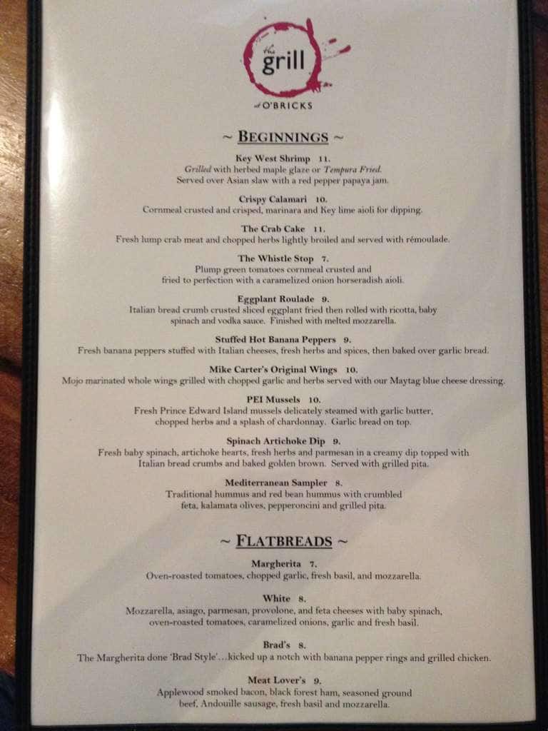 O'Bricks Irish Pub and Martini Bar Menu Urbanspoon/Zomato