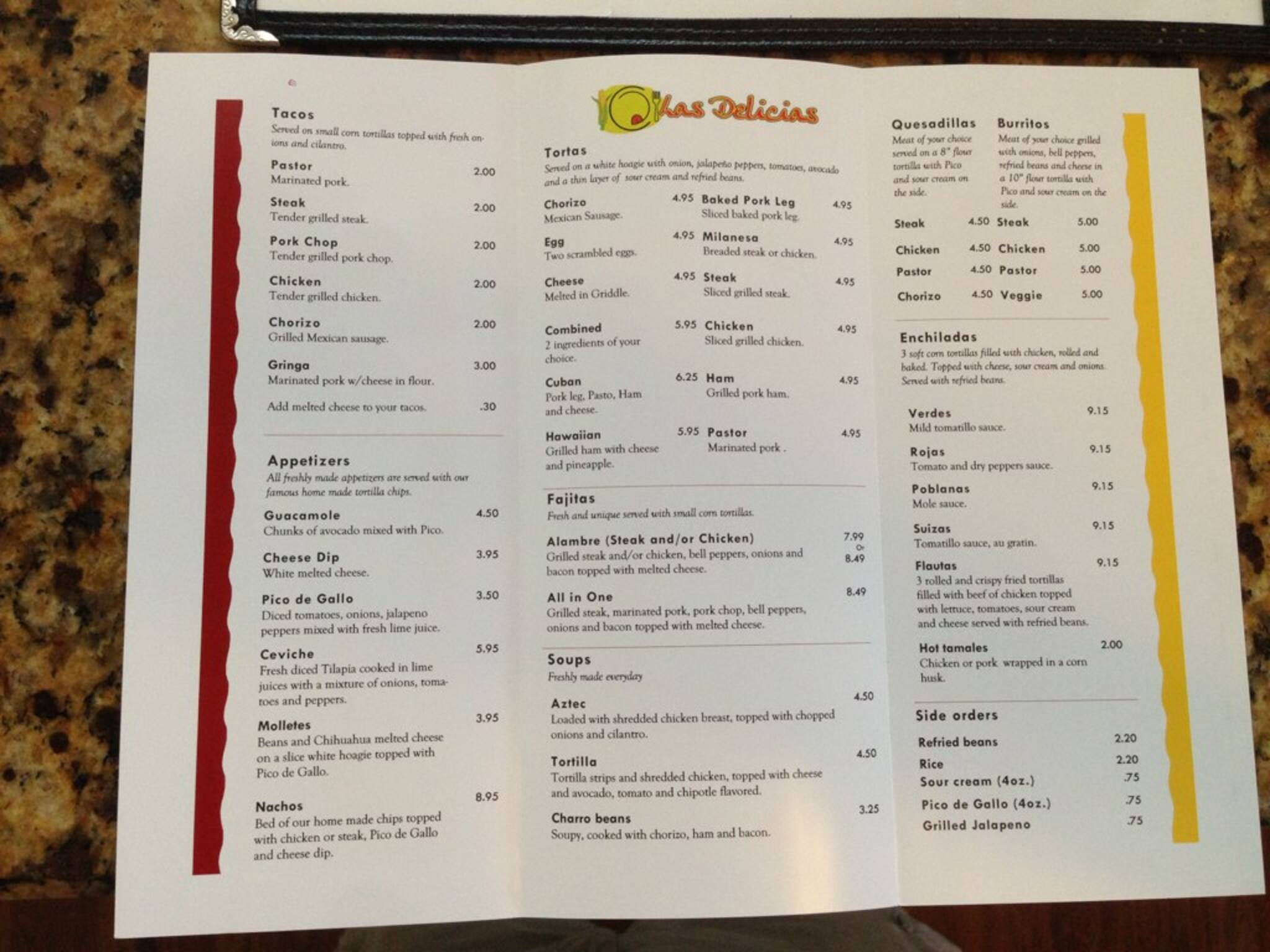 Las Delicias Mexican Bar And Grill Menu