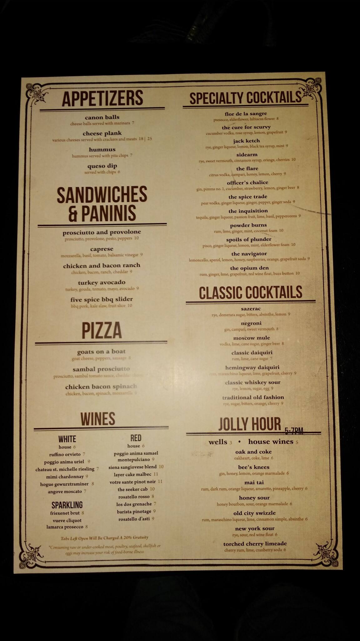 Armada menu, Menu restauracji Armada, Old City, Knoxville Urbanspoon