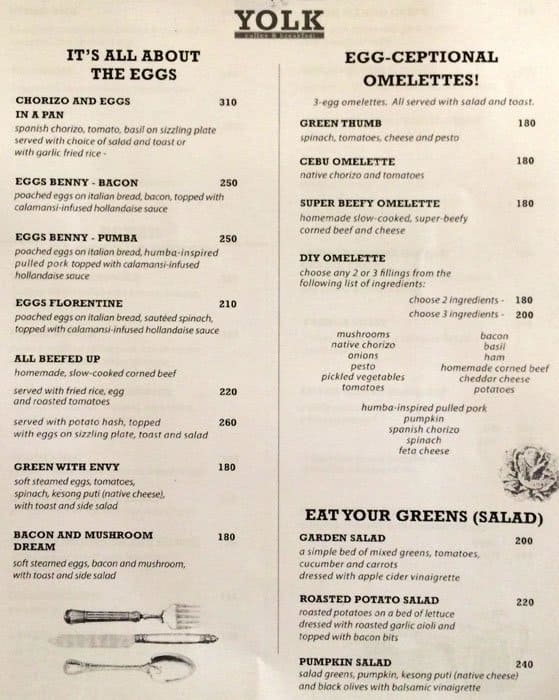 Yolk Coffee and Breakfast Menu Zomato Filipíny