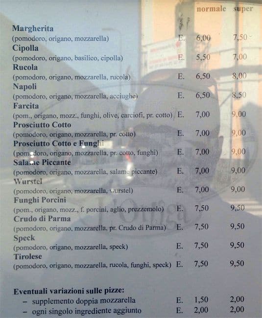 Menu di Trattoria Pizzeria L'Ortiga 