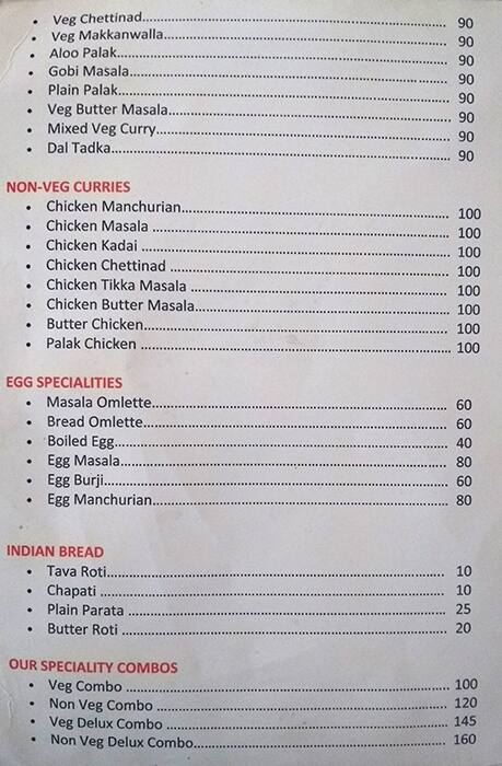 Rajans Cafe menu