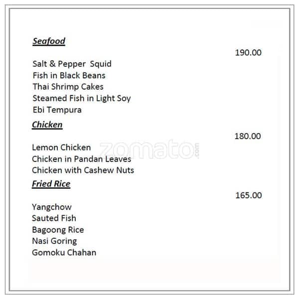 Menu at Food Nation restaurant, Mandaluyong