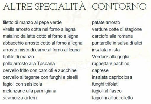 Menu di L'Antica Griglia Toscana 