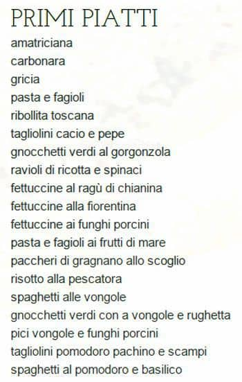 Menu di L'Antica Griglia Toscana 