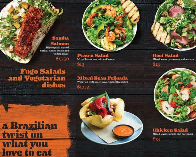 Fogo Brazilian Churrasco Menu, Menu for Fogo Brazilian Churrasco