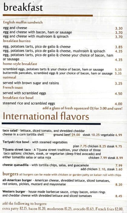 International House Cafe Menu Menu For International House Cafe Berkeley Berkeley