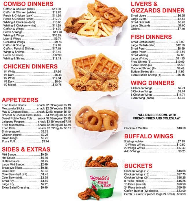 Harold's Chicken & Ice Bar Menu - Urbanspoon Zomato