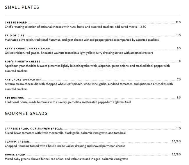 Menu at Times Ten Cellars pub & bar, Fort Worth