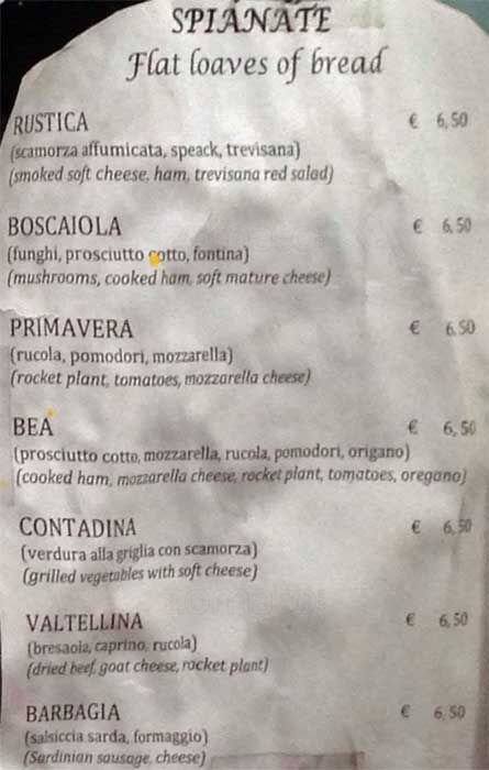 Menu di Osteria Linus '90 