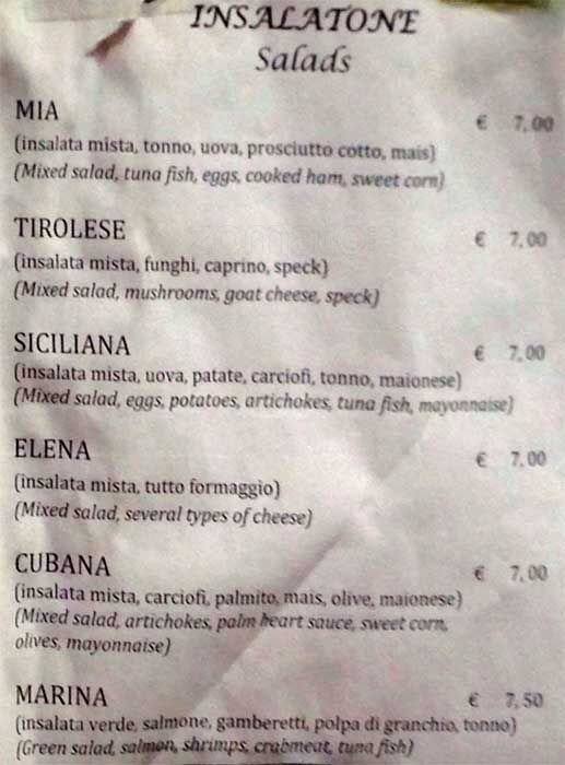 Menu di Osteria Linus '90 