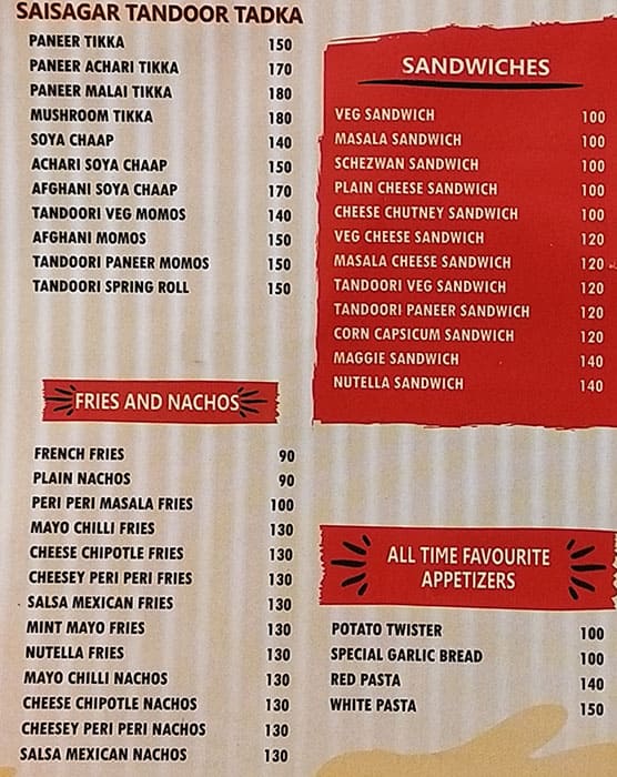 Sai Sagar Coffee & More menu