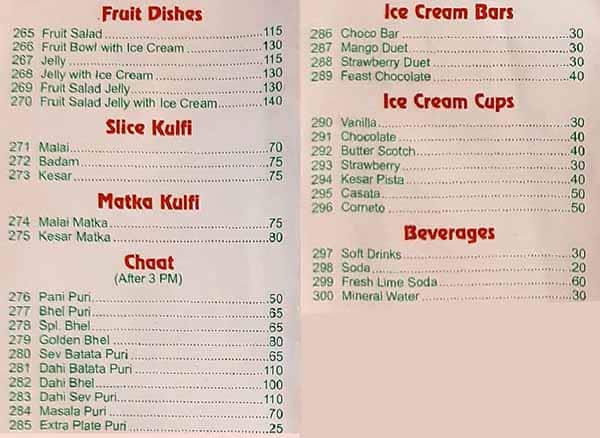 Appointment Restaurant menu
