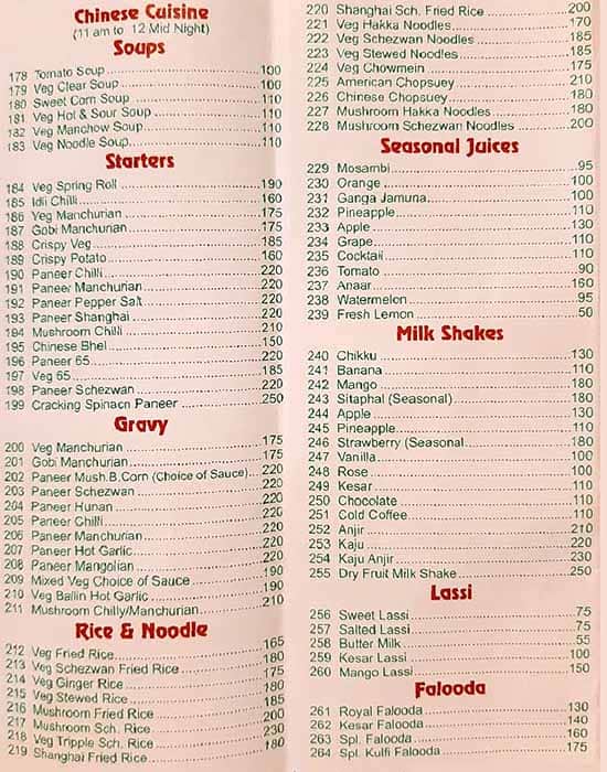 Appointment Restaurant menu