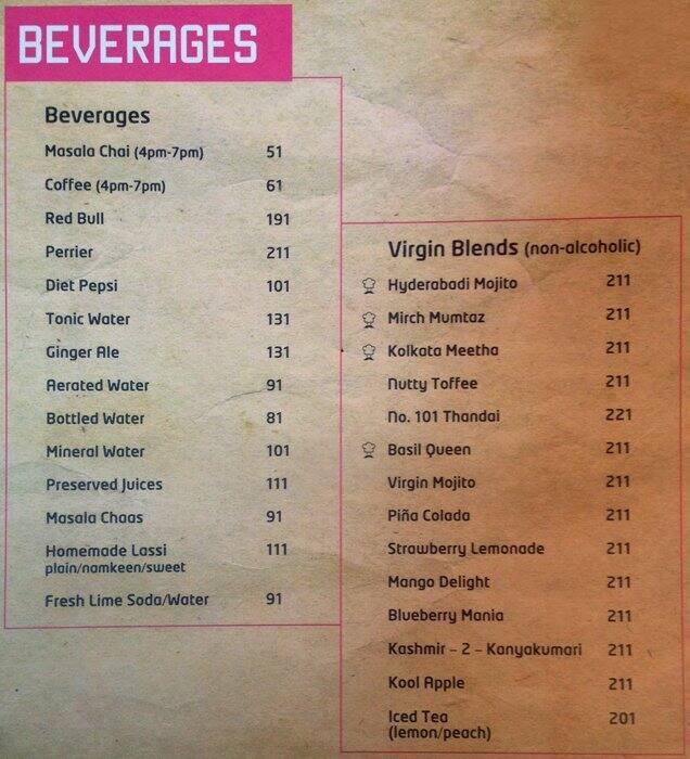 Menu At No 101 Restaurant Mumbai menu-at-no-101-restaurant-mumbai