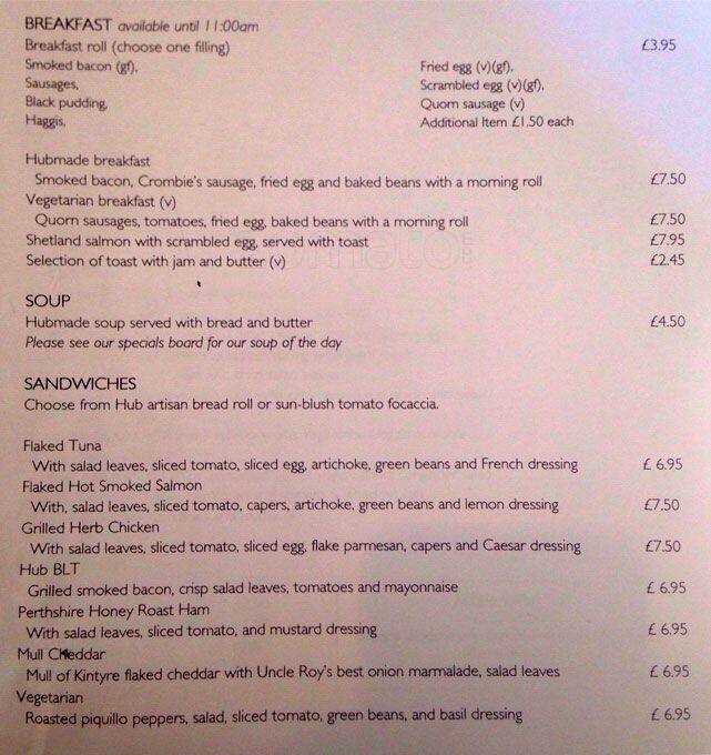 Cafe Hub menu