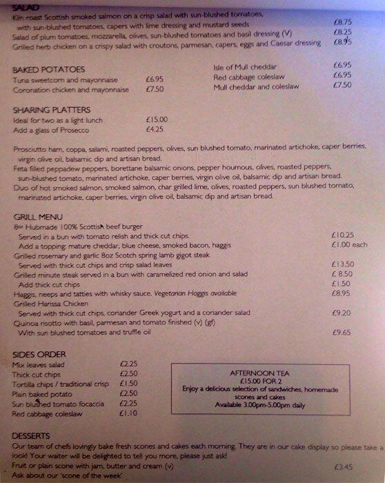 Cafe Hub menu