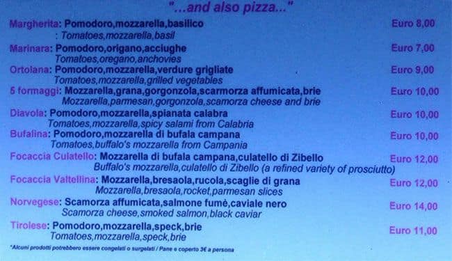 Menu di Ristorante Pane e Vino Milano 