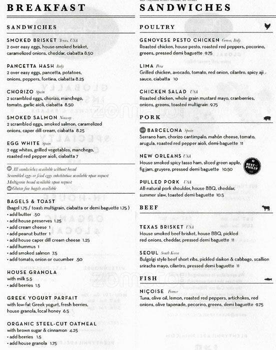 Plenty menu, Menu restauracji Plenty, East Passyunk Crossing