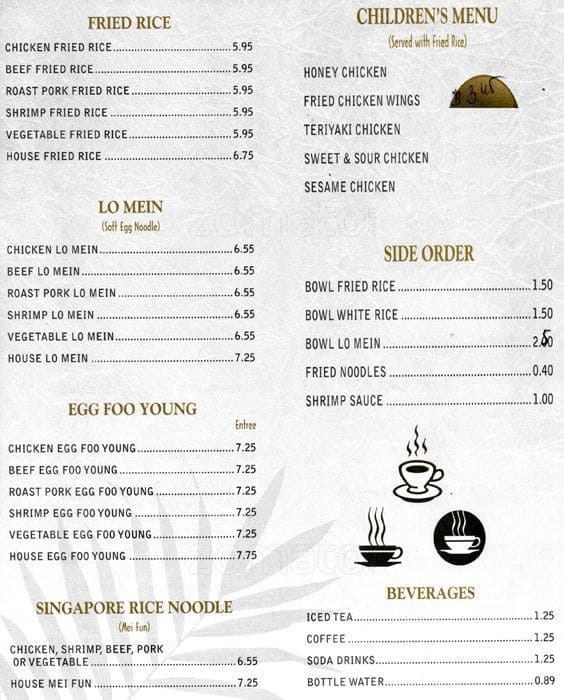 Menu at Peking Garden Restaurant, Gastonia