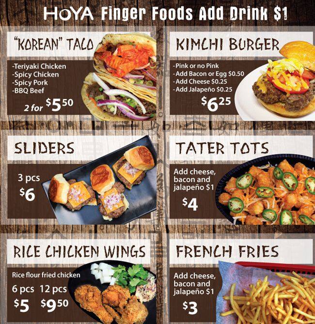 Menu at Hoya Korean Kitchen restaurant, Fort Worth