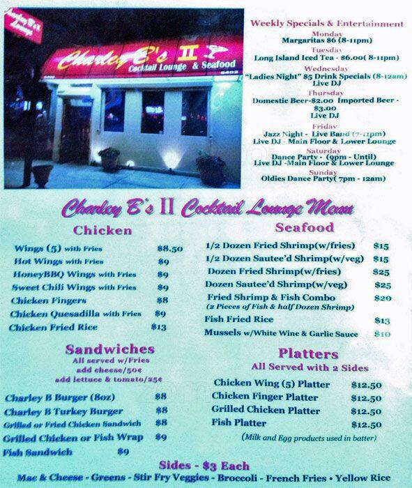 Charley B's II Menu, Menu for Charley B's II, Stenton, Philadelphia