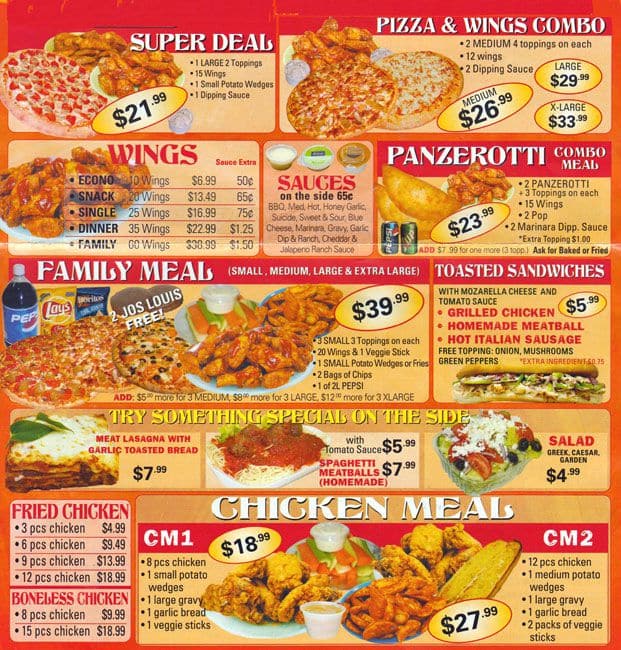 2 or 3 Pizza And Wings Menu, Menu for 2 or 3 Pizza And Wings, Etobicoke ...