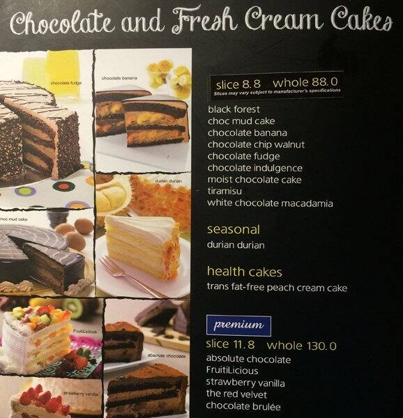Secret Recipe Menu Menu For Secret Recipe Imbi Kuala Lumpur