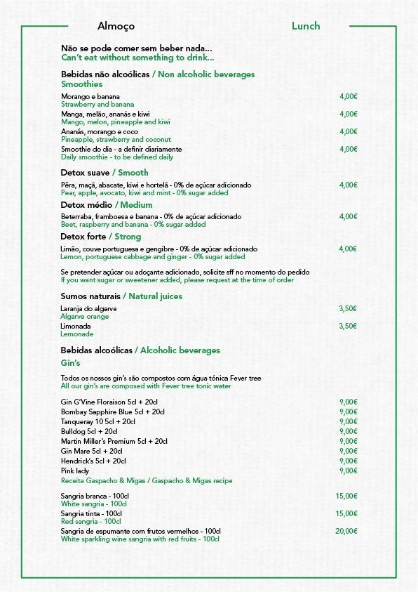 Gaspacho Migas Menu Menu For Gaspacho Migas Lagoa Centro Algarve