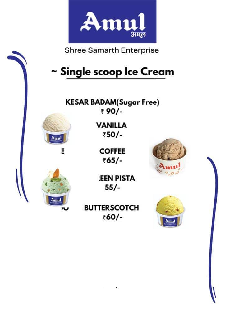 Menu at Amul Ice Cream Parlour, Mumbai, Shop 2, Om Mattaru Chayya Building