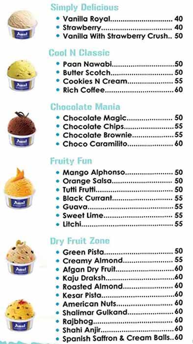 Ice Pyali Menu Menu at Amul ice parlour, Kalyan