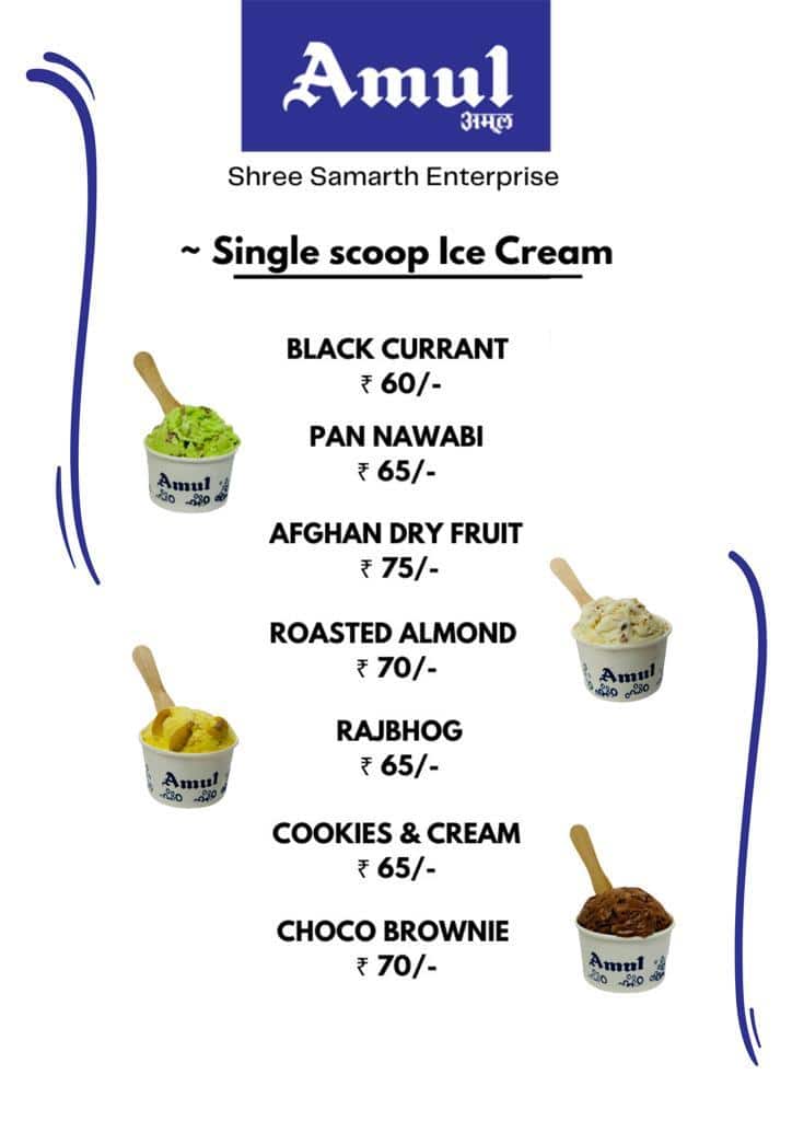 Menu at Amul Ice Cream Parlour, Mumbai, Shop 2, Om Mattaru Chayya Building