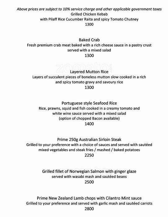 41 Sugar menu