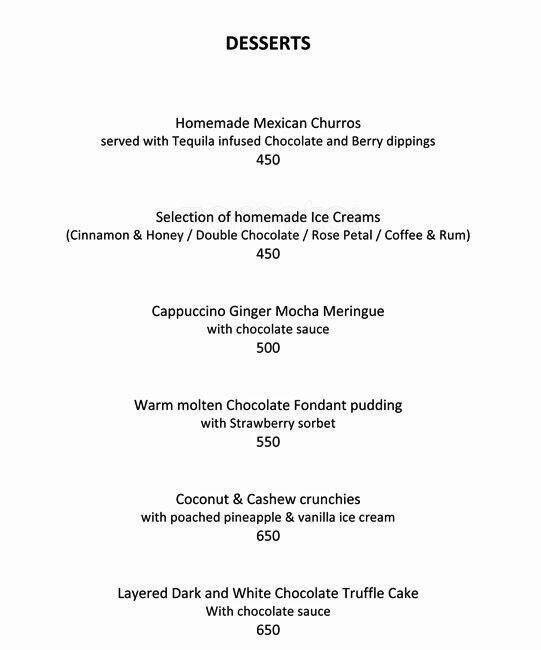 41 Sugar menu