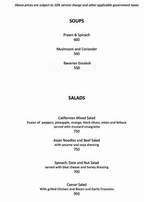 41 Sugar menu
