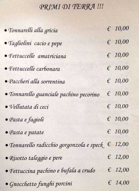 Menu di Al Trapezio Due 