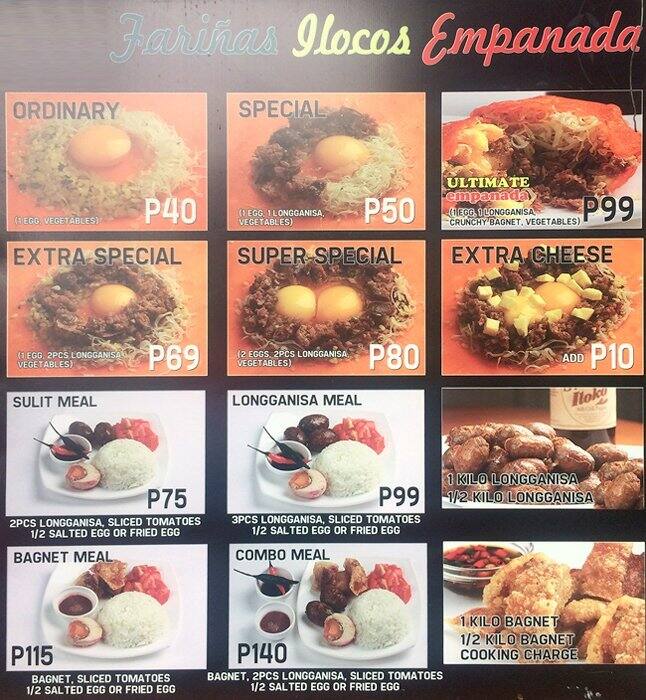 ilocos empanada menu