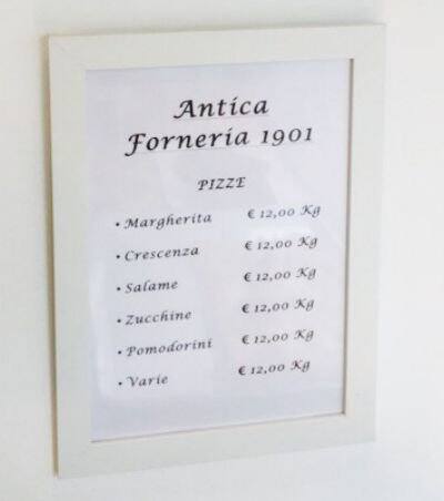 Menu di Antica Forneria 1901 