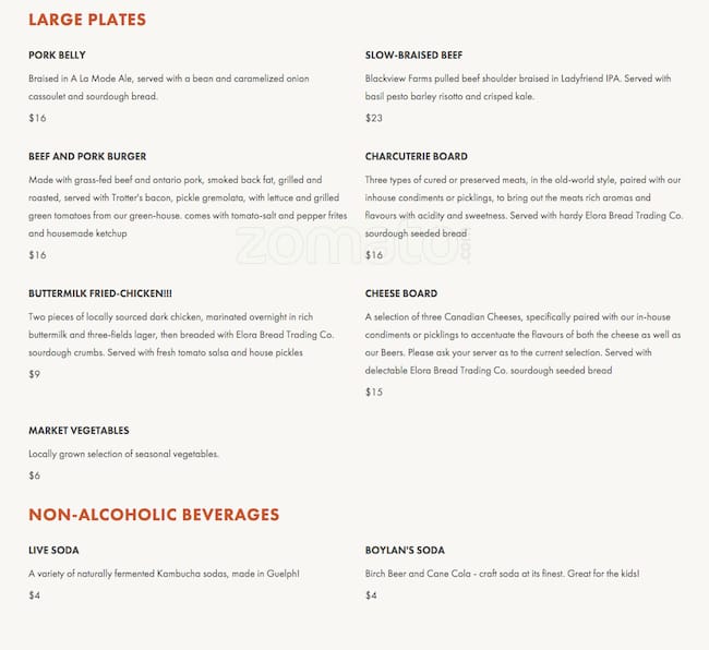 Elora Brewing Company Menu, Menu for Elora Brewing Company, Elora, Elora Urbanspoon/Zomato